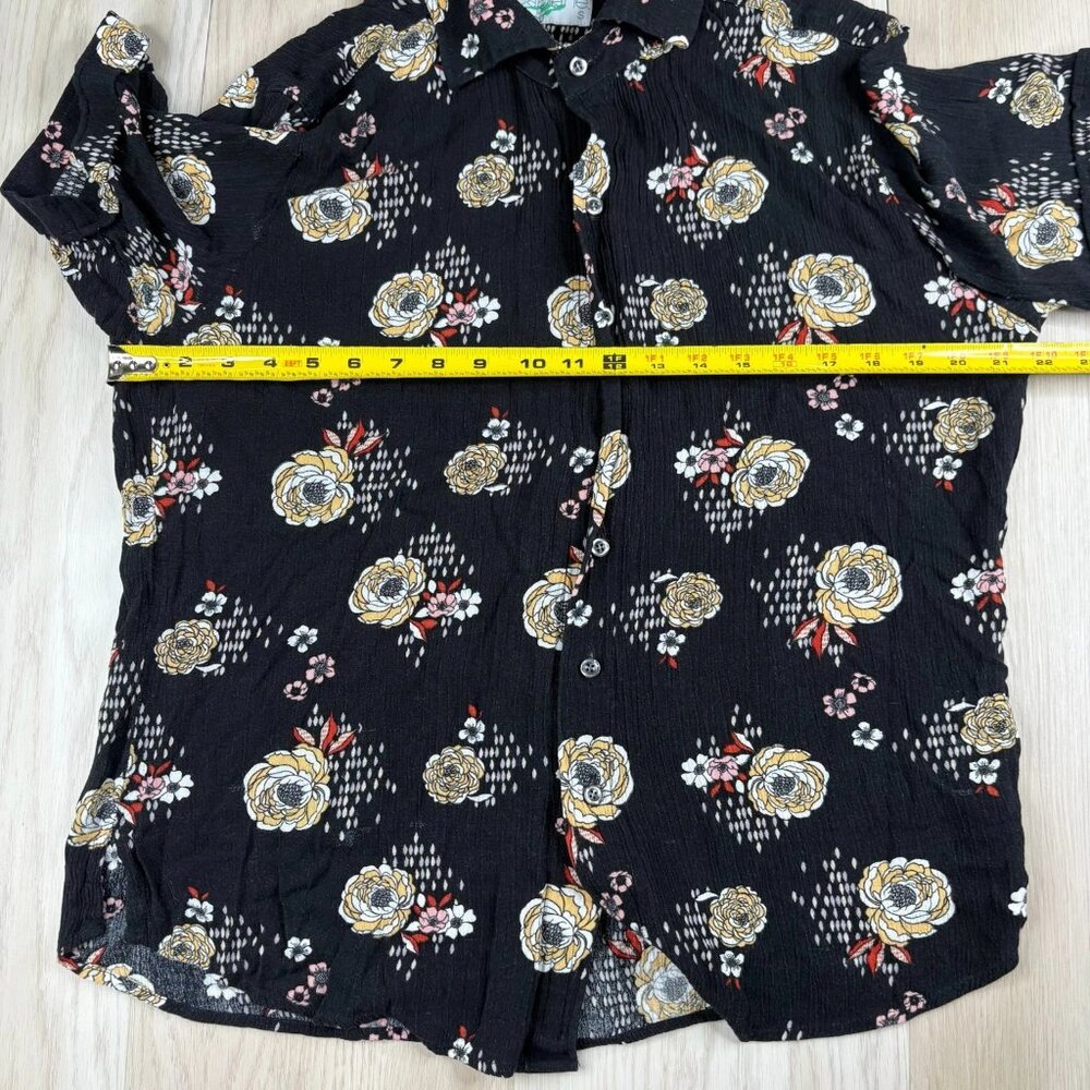 Seaplane Mens Black Floral Hawaiian Short Sleeve Comfy Button Up Shirt Size S - Picture 12 of 13
